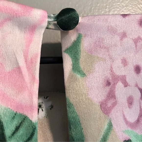 H&M Floral Rose Satin Shift Dress Size 8 Pastel Spring Easter Garden Party - Picture 8 of 10